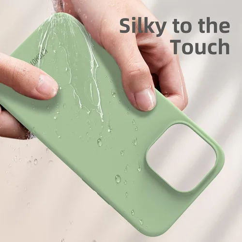 Vista 5 de Funda de silicona líquida compatible con iPhone 14 Pro Max, verde menta [Protección contra caídas] [Resistente a los arañazos, a prueba de golpes]