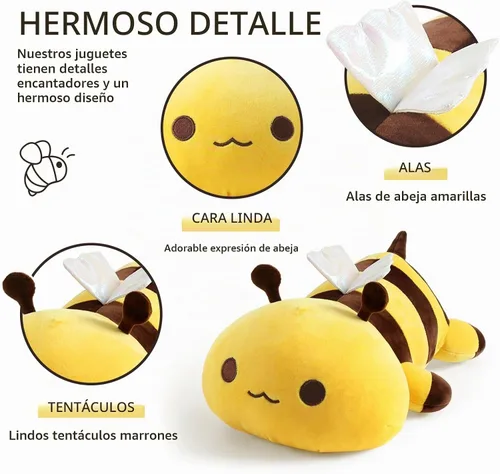 Vista 3 de Onsoyours Peluches Originales de Abeja Lindas, Juguete de Peluche Suave de Abeja Melífera Almohada Pequeños Regalos para Niños (Amarillo, 9")