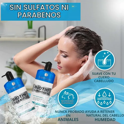 Vista 6 de BELLISSO Set de champú y acondicionador de biotina y acondicionador de biotina