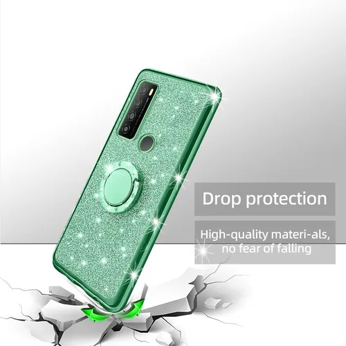 Vista 7 de Funda para teléfono TCL 30 XL, 30XL T701DL para mujer, con purpurina, suave, elegante, TPU transparente, de lujo, linda funda protectora con correa
