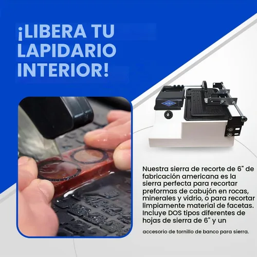 Vista 2 de Hi-Tech Diamond - Sierra de corte lapidario de 6 pulgadas para rocas y minerales, incluye tornillo de banco
