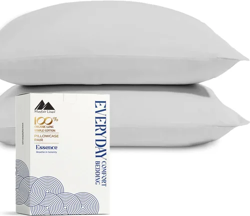 Vista 32 de Mayfair Linen Juego de sábanas de percal 100 % algodón orgánico, tamaño individual o 2 unidades, suaves y crujientes de algodón orgánico