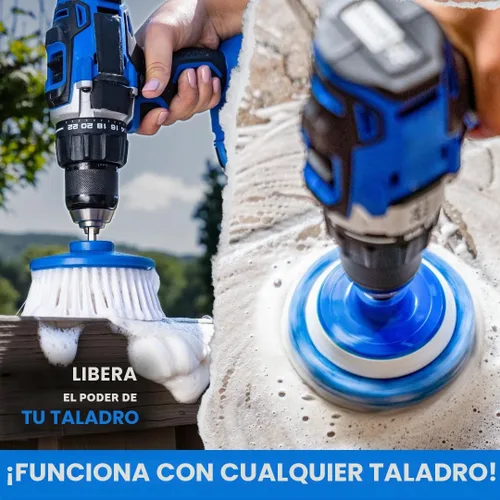 Vista 6 de RotoScrub Kit de cepillo de limpieza de taladro y almohadillas de esponja - Limpiador eléctrico para interiores y exteriores para bañeras, duchas