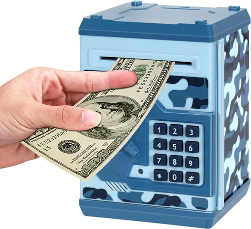 Vista 17 de Alcancía Electrónica de Cajero Automático con Contraseña de Dibujos Animados Lata de Monedas de Efectivo Puede Desplazar Automáticamente Billetes