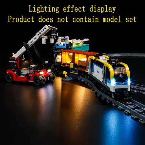Vista 4 de GEAMENT Kit de luces LED compatible con Lego Freight Train - Juego de iluminación para modelo de construcción City 60336