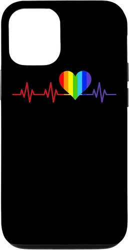 Vista 28 de Gay EKG Pulse Heartbeat Pride Flag y Queer LGBTQ Rainbow Case para iPhone 17