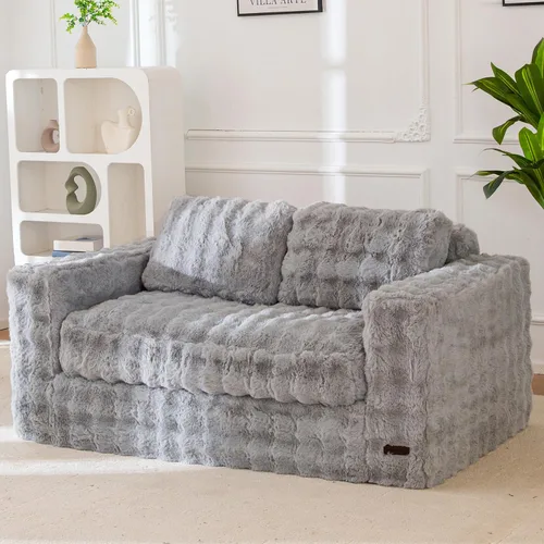 Vista 31 de MAXYOYO Sofá de 3 plazas para sala de estar, sofá sin hueso, cómodo puf con burbujas para apartamento, no necesita montaje, color beige