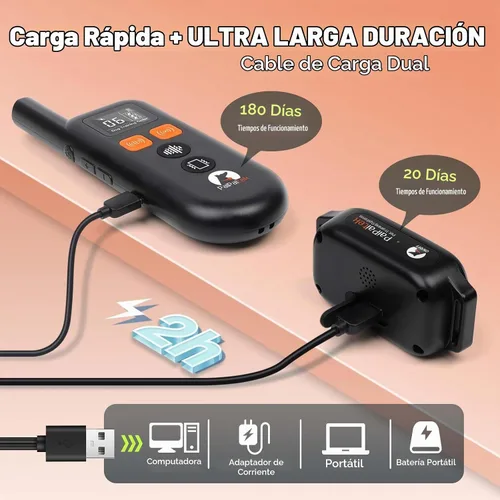 Vista 5 de Collar de entrenamiento para perros sin golpes con control remoto de 3300 pies, collar de perro vibratorio humano, 3 modos ultrasónico, pitido