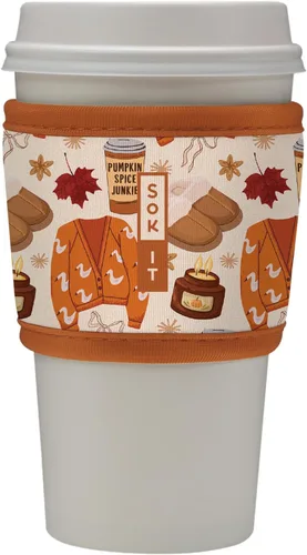 Vista 180 de Sok It HotSok Coffee & Tea - Funda de neopreno con aislamiento reutilizable (floral abstracto)
