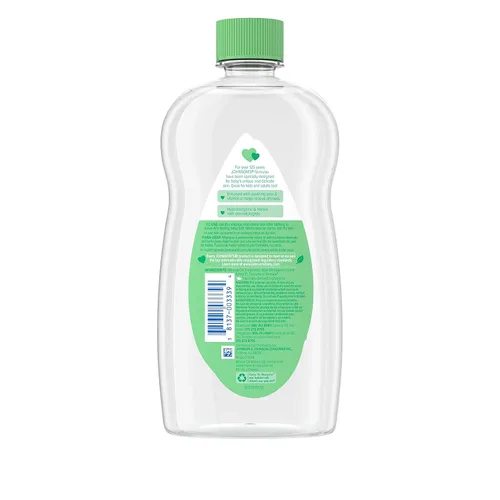 Vista 2 de Aceite para bebé Johnson's, Aceite mineral enriquecido con aloe vera y vitamina E, 20 onzas líquidas
