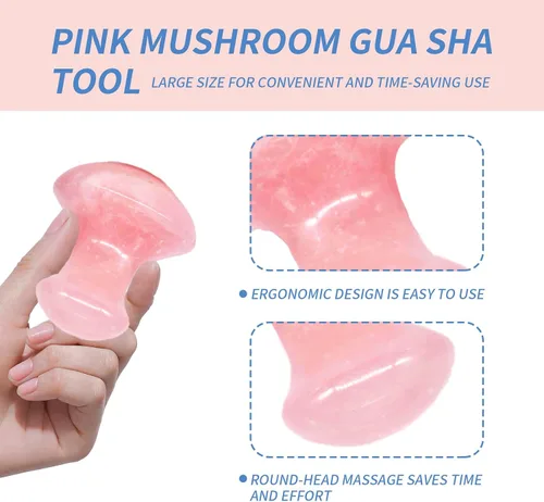 Vista 5 de Seta Gua Sha Natural Cuarzo Rosa Aventurina Gua Sha Hongo Masajeador Facial Piedra para Ojos Cuello Belleza Spa Masaje Relajante Piedra Masaje