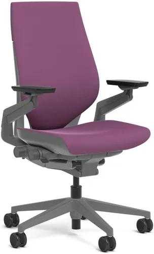 Vista 6 de Steelcase Silla de tareas de gestos: respaldo envuelto - marco sólido oscuro esterlina/base/acento Merle - ruedas de piso duro con control de rollo