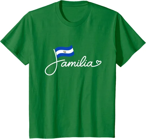 Vista 49 de El Salvador Familia - Camiseta con texto en inglés "La Familia de la Bandera Salvadoreña