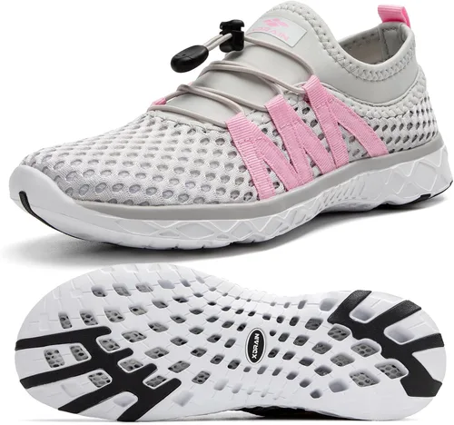 Vista 17 de Aleader Zapatos de agua de malla sin cordones para mujer Rosa albaricoque