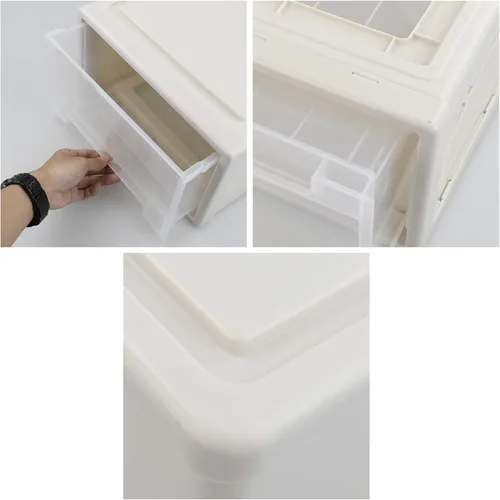 Vista 4 de Paquete de 4 cajones apilables de almacenamiento, caja organizadora de 12 cuartos de galón