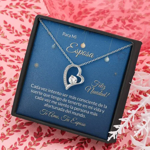 Vista 3 de Regalo de Navidad Para Mi Esposa Collar Acabado en Oro Blanco Regalo para Mujer en Español