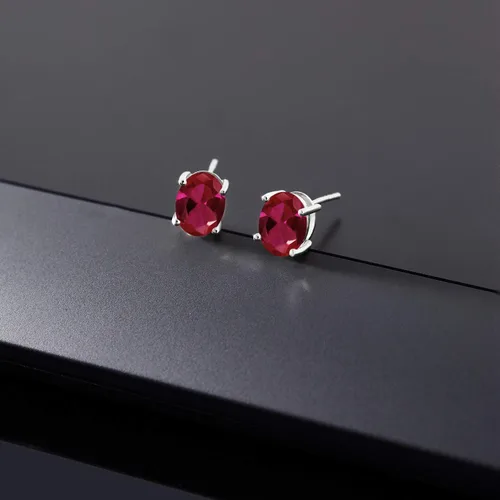 Vista 184 de Gem Stone King Aretes de oro de 14 quilates con piedra natal ovalada de 0.315 x 0.236 in Aretes de oro para mujer