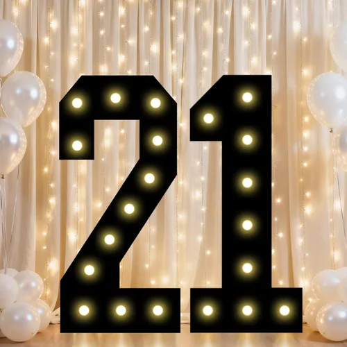 Vista 7 de Pooqla - Números iluminados negros, decoraciones de cumpleaños 50 para hombres Number 50
