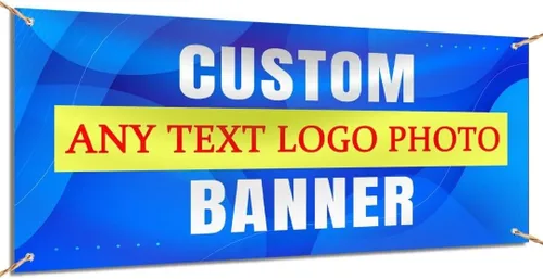 Vista 8 de Telón de fondo personalizado de la bandera, pancartas al aire libre personalizadas Letreros personalizados para fiesta de cumpleaños, negocios