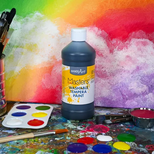 Vista 2 de Handy Art Little Masters - Pintura lavable, 16 onzas, color negro Bright & Mixable, High Opacity, Washable Colors for Classroom, Students, Kids