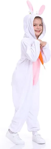 Vista 2 de Disfraz unisex de animales para niños, pijama de animales con capucha de felpa, para Halloween, carnaval, animal, para niños y niñas