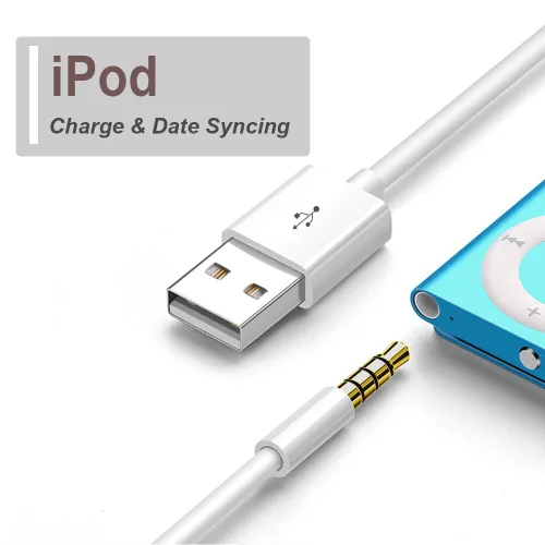 Vista 2 de iMangoo Cable de carga para iPod Shuffle - Cable de sincronización de datos USB con conector AUX macho de 0.138 in a adaptador USB macho