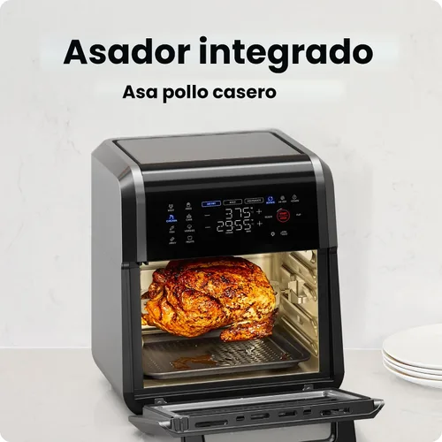 Vista 6 de Chefman Horno freidora de aire 5 en 1 de 12 cuartos de galón con temporizador digital, pantalla táctil y 12 ajustes preestablecidos, horno