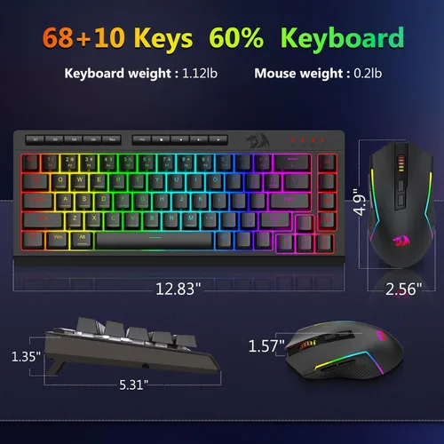 Vista 9 de Redragon Combo de teclado y mouse para juegos con cable S157