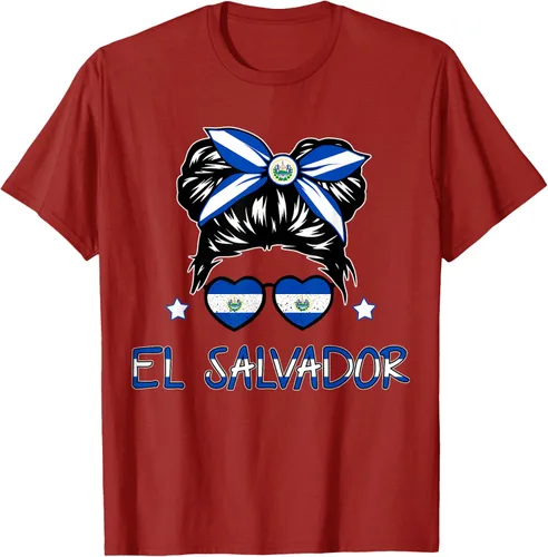 Vista 50 de Camiseta de El Salvador para Niñas Bandera Patrimonio Hispano Salvadoreño