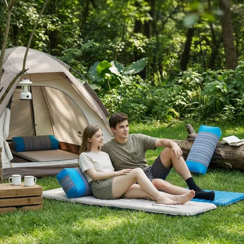 Vista 7 de Almohada ajustable de casco de trigo sarraceno para aliviar el dolor de cuello (21 x 8 x 4), almohada de enfriamiento natural para campamento