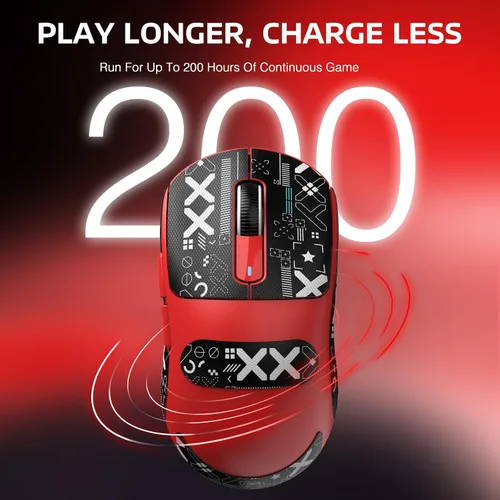 Vista 6 de ATTACK SHARK X3 - Mouse inalámbrico para juegos, 1.73 oz Bluetooth2.4GUSB-C, mouse ergonómico para computadora, sensor PAW3395 26K DPI, duración