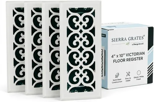 Vista 13 de Registro victoriano de piso de 4 x 10 pulgadas en acabado gris granito - Cubiertas de ventilación para piso del hogar - Cubiertas decorativas