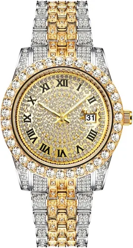 Vista 7 de SENRUD Reloj de pulsera analógico de cuarzo con diamantes de imitación de cristal para hombre
