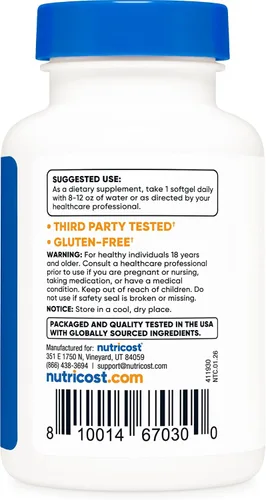 Vista 4 de Nutricost Zeaxantina con Luteína 20mg, 120 cápsulas blandas - Potente, sin OGM, sin gluten