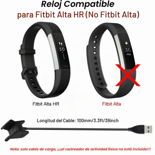Vista 2 de Emilydeals Cargador para Fitbit Alta HR, cable de carga USB de repuesto para Fitbit Alta HR [2 unidades, 3.3 ft/3.3 pies] (2)