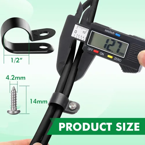 Vista 3 de Hicarer Paquete de 50 abrazaderas de cable tipo R, clips de sujeción de cable de montaje de tornillo de nailon con 50 tornillos para gestión de Negro