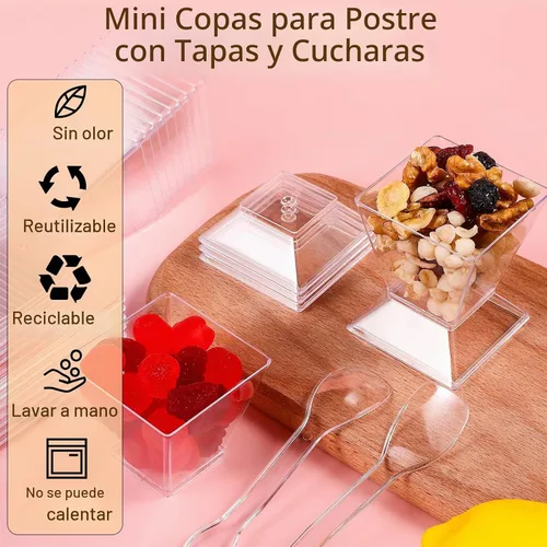 Vista 3 de Jeffbaubl Paquete de 100 tazas de postre, plástico de 2 onzas, diseño