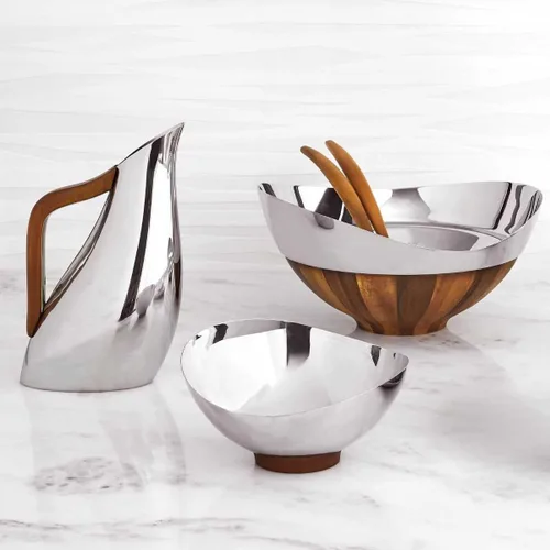 Vista 3 de Nambe Pulse Collection - Cuenco de frutos secos Cuenco para servir aperitivos para cacahuetes, pistachos, cerezas Edamame, frutas, dulces