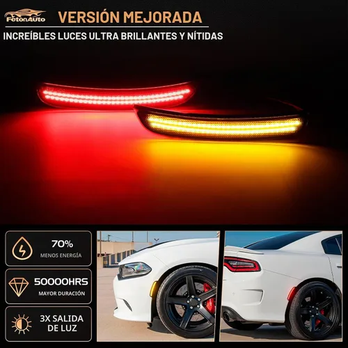 Vista 2 de Luces LED de posición laterales color rojo ámbar compatibles con Dodge Charger 2015-2026