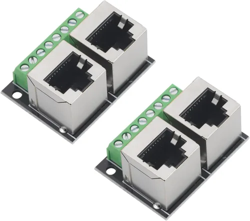 Vista 9 de 2 unids RJ45 Ethernet Dual Hembra Terminal Breakout Board,0.138 in Paso 8Pin RJ45 Tornillo Conector Junta Adaptador Terminal de Red 3.5mm Standard