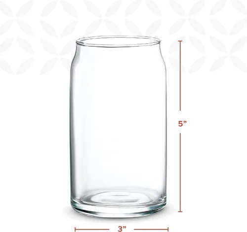 Vista 2 de GLING [Paquete de 6 – 16 onzas.] Vasos con forma de lata de vidrio, vasos de cerveza y café, vasos cordiales, vasos de cóctel