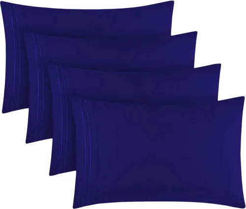 Vista 16 de Mellanni Juego de fundas de almohada, 4 fundas de almohada de la colección Iconic Collection, extra suaves, refrescantes, resistentes a las arrugas