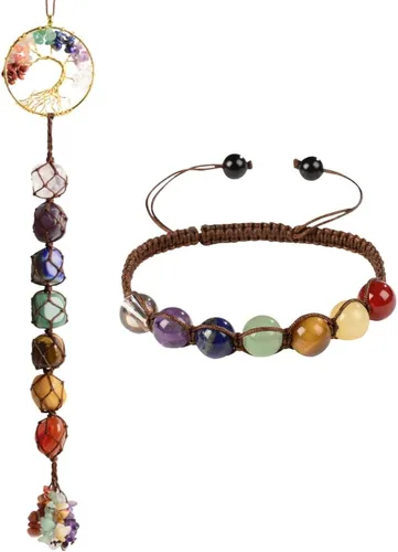 Vista 12 de Adornos colgantes de cristal hechos a mano para ventana de automóvil, 7 chakras, decoración del hogar, adorno de Feng Shui, yoga, meditación