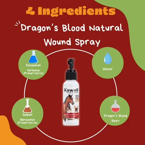 Vista 6 de Kawell USA Extracto de sangre de dragón en aerosol curativo natural para piel animal y cuidado de heridas, ungüento curativo y aerosol antiséptico