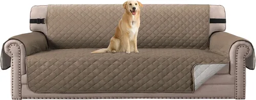 Vista 35 de H.VERSAILTEX Funda de sofá resistente al agua para sofá de 3 cojines, reversible, protector de muebles acolchado con correa elástica, funda de sofá