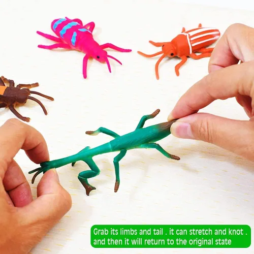 Vista 3 de Juguetes de baño, 10 piezas de insectos que cambian de color, figuras elásticas de animales para niños de 3 años en adelante, broma de broma