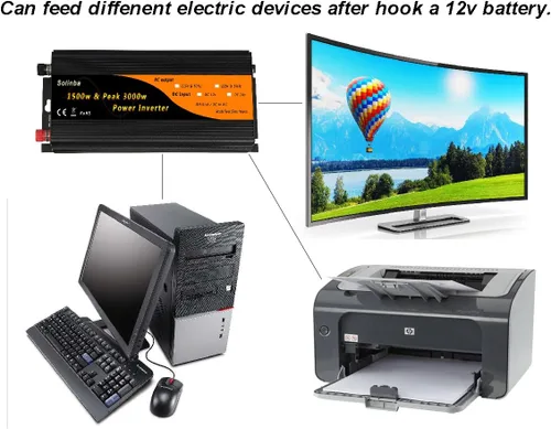 Vista 4 de Inversor de corriente para coche 1500w/pico 3000w convertidor DC12v a AC110v 60Hz con doble USB 2.1A