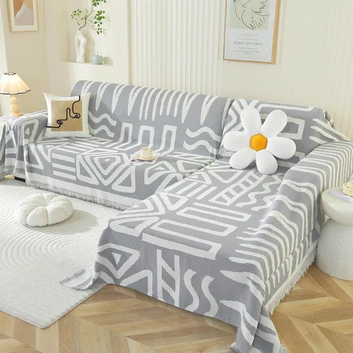 Vista 8 de OstepDecor Funda bohemia para sofá modular de 2 piezas, funda de sofá en forma de L, funda de sofá de felpilla lavable para perros, manta funda