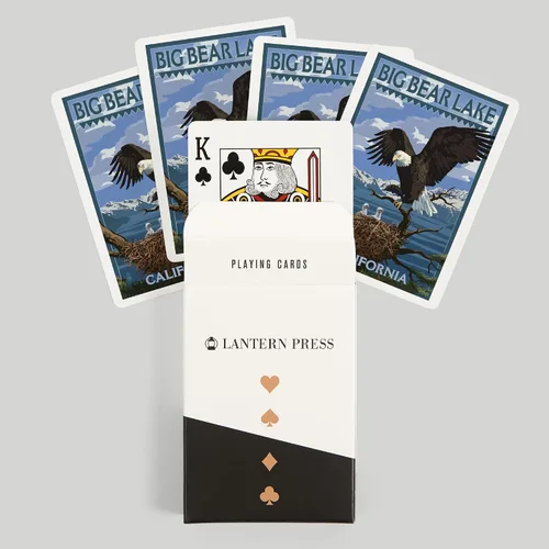 Vista 6 de Lantern Press Big Bear Lake, California, Águila calva y pollitos (52 cartas de juego de tamaño póquer, con comodines)