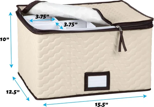 Vista 5 de Caja de almacenamiento para copas de vino con divisores, capacidad para 12 vasos de hasta 3.75 pulgadas de ancho, funda de almacenamiento para copas